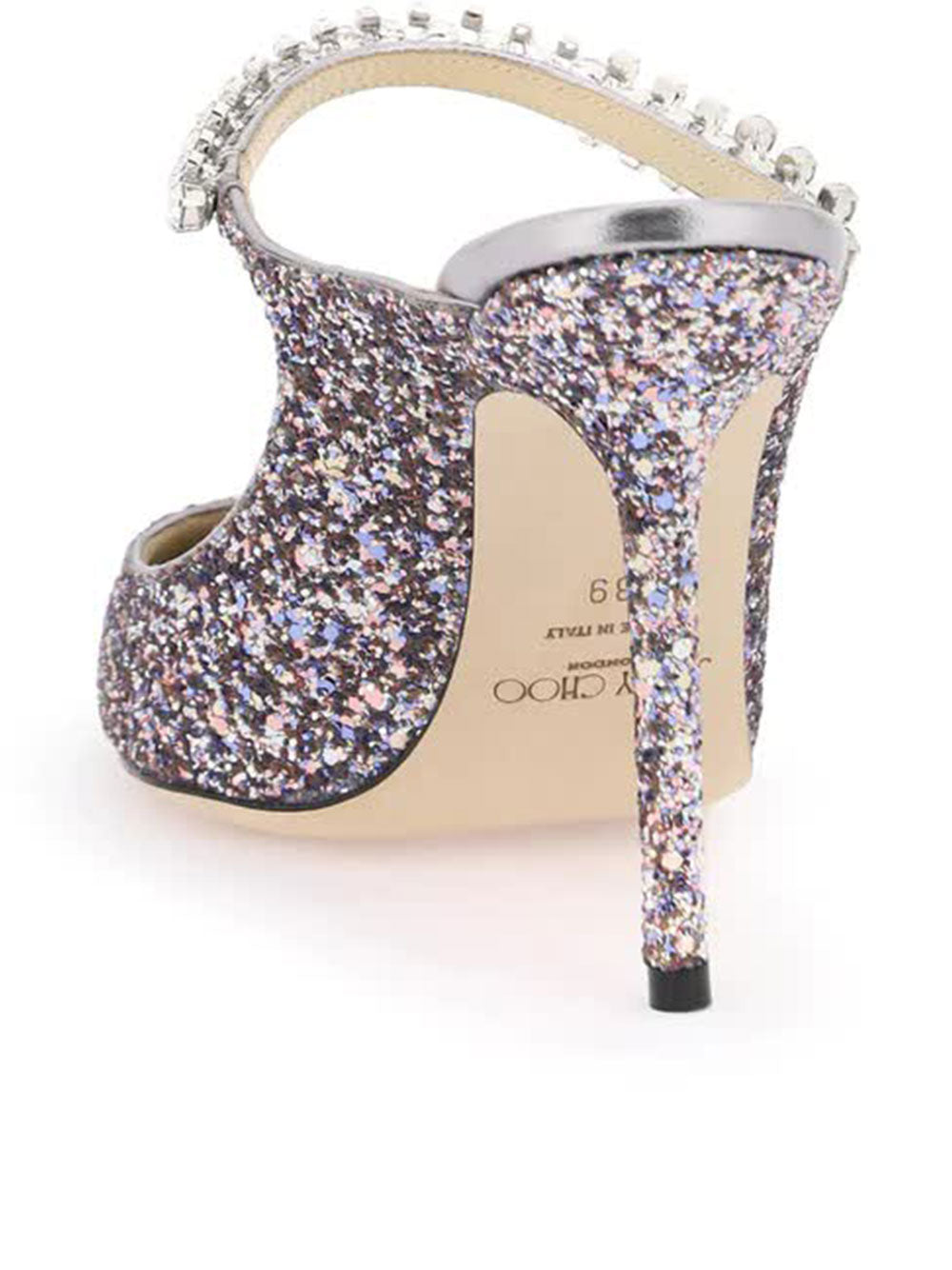 Jimmy Choo, Bing 100 Crystal Strap Glitter Heel Pumps