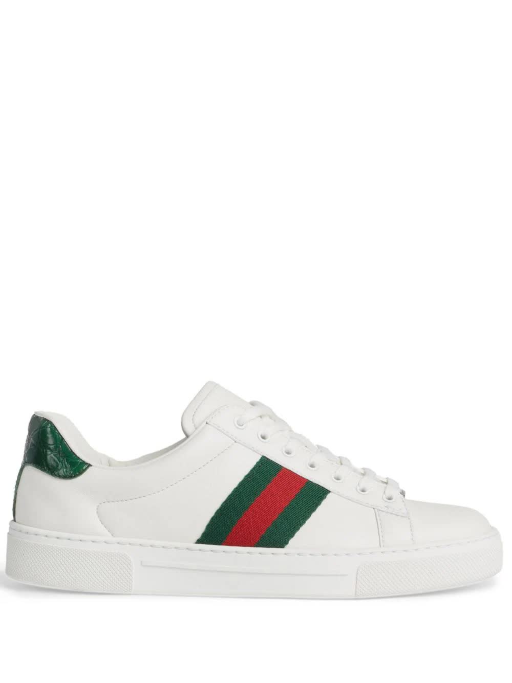 Gucci, Ace Web-Stripe Leather Sneakers