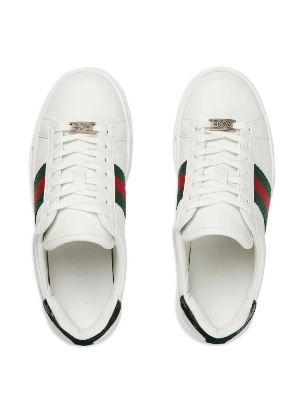 Gucci, Ace Web-Stripe Leather Sneakers