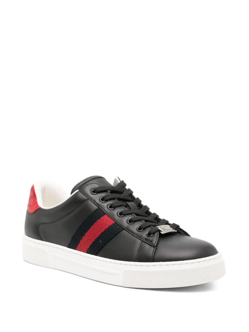 Gucci, Ace Web-Stripe Leather Sneakers