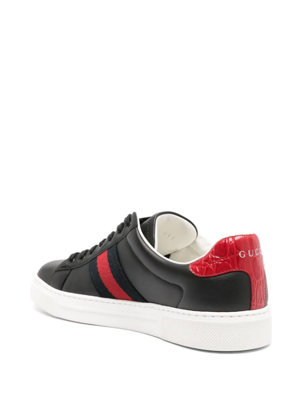 Gucci, Ace Web-Stripe Leather Sneakers