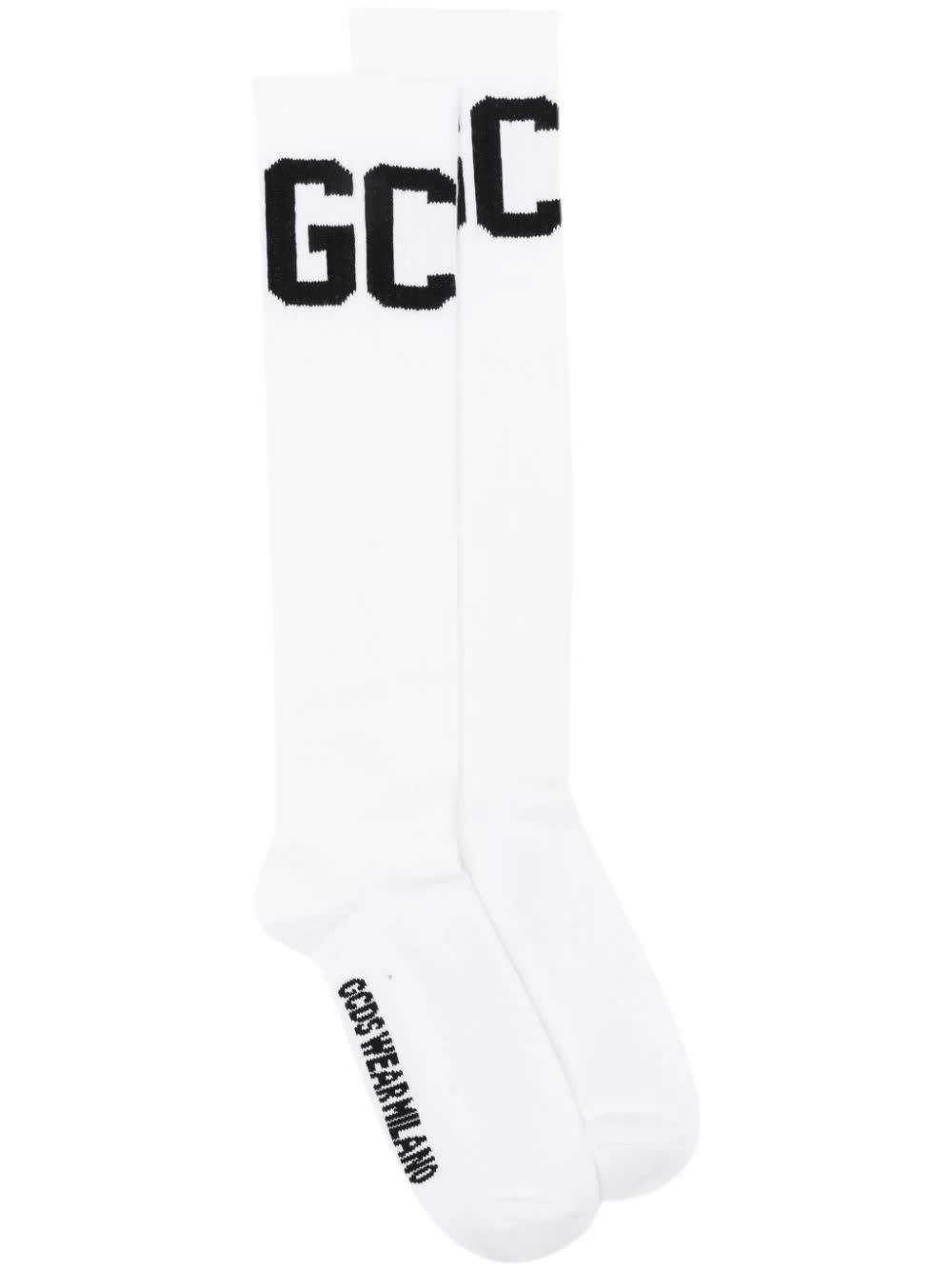 GCDS, Cotton-Blend Logo-Intarsia Knee-Length Socks