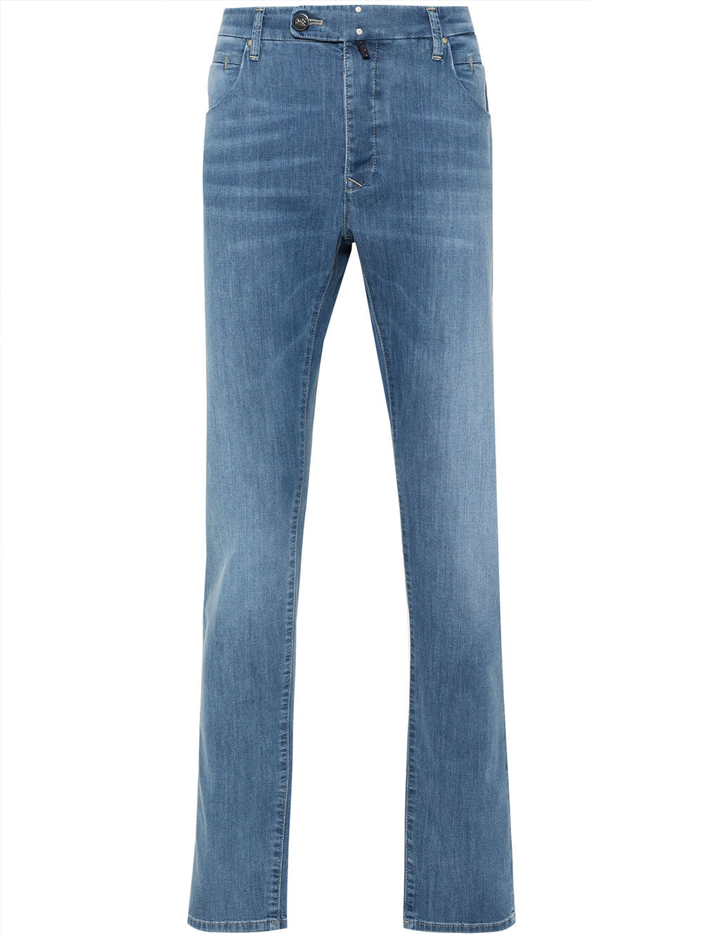 Incotex, Logo-Patch Cotton-Blend Tapered Jeans