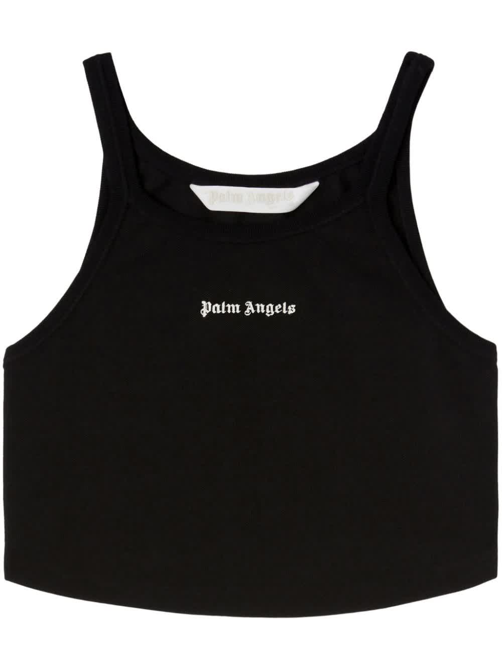 Palm Angels, Logo-Print Cropped Tank Top