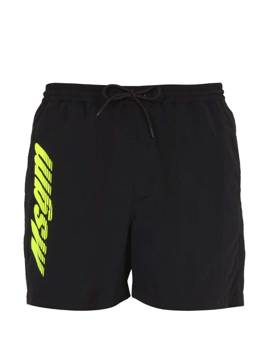 Msgm, Logo Print Swim Shorts