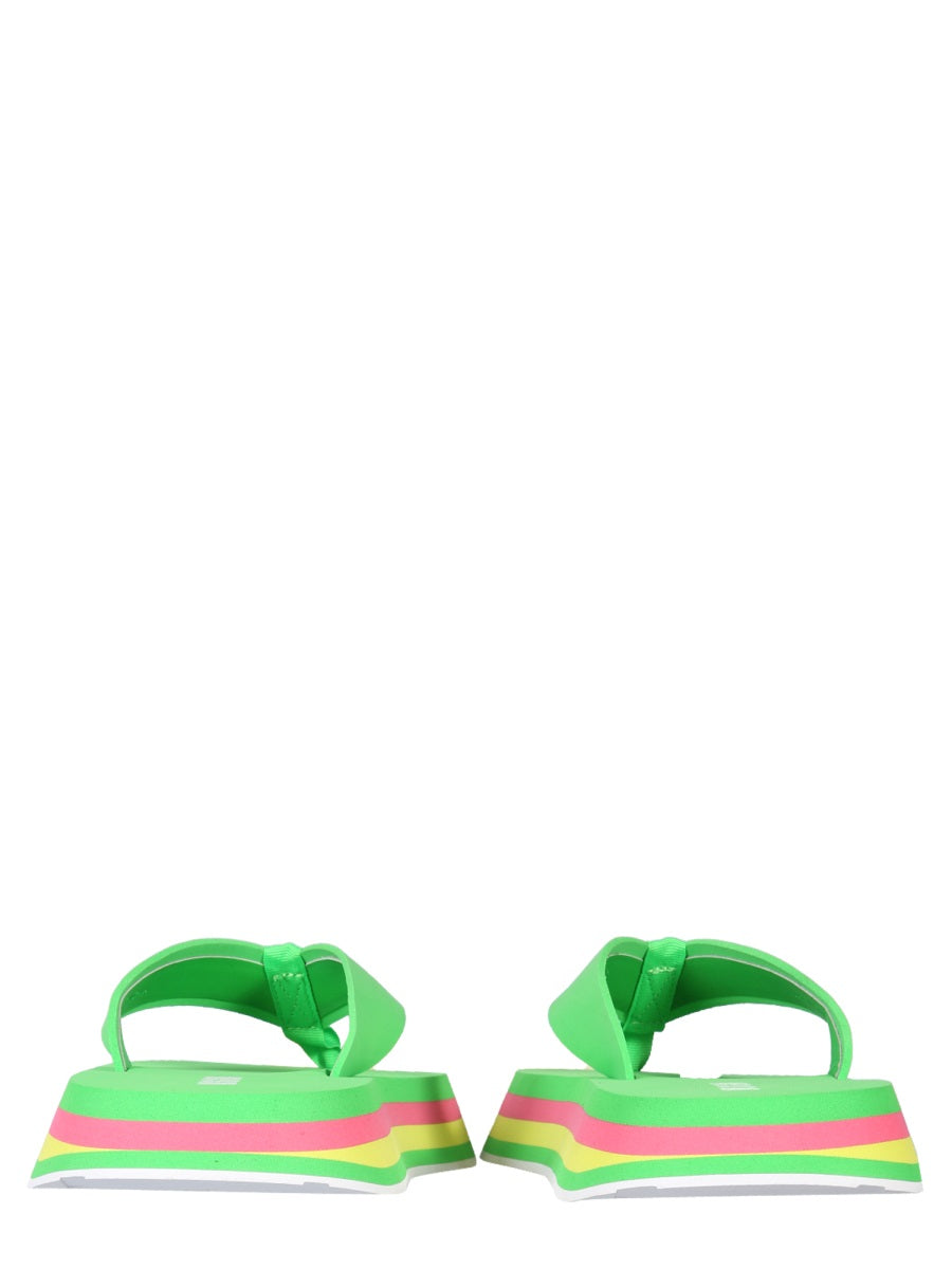 MSGM, Thong Striped Pattern Rubber Flipflops