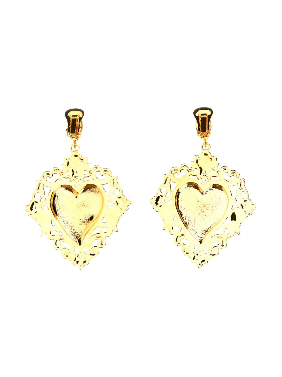 Moschino, Brass Gold Heart Earrings