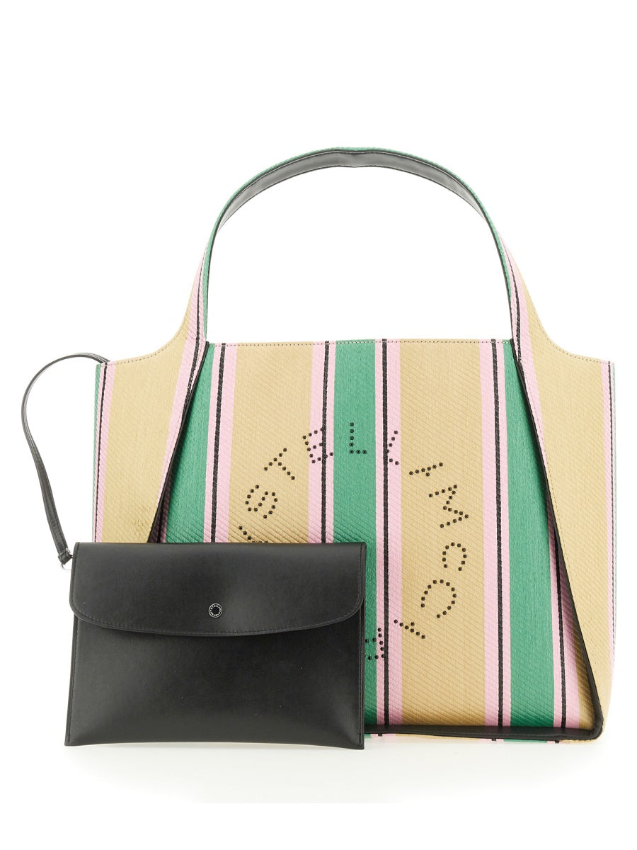 Stella McCartney, Logo Striped Woven Tote Bag