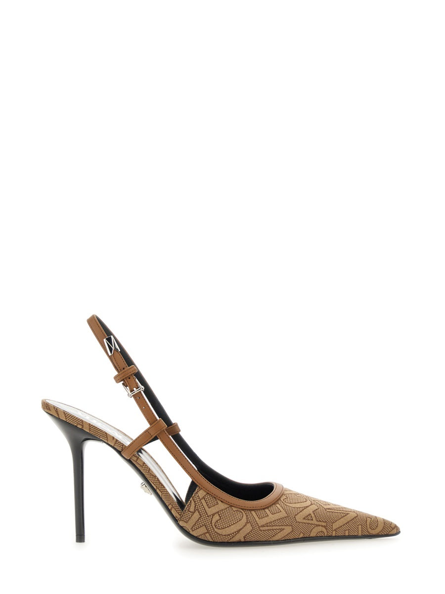 Versace, Canvas Logo Stiletto Heels