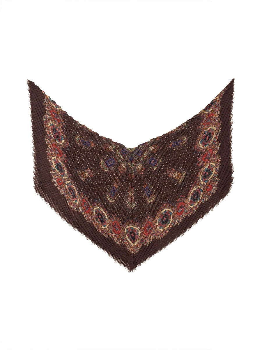 Etro, Virgin Wool Paisley Print Plisse Scarf