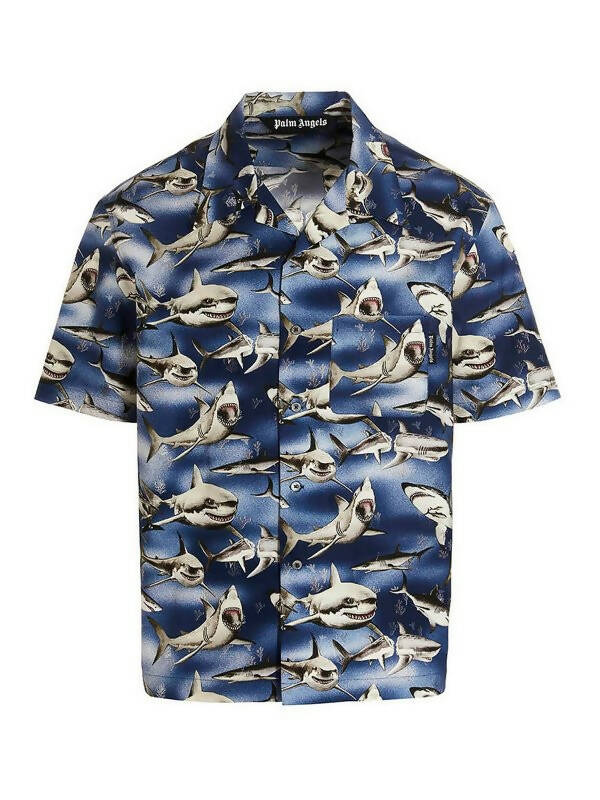 Palm Angels, Shark Bowling Cotton Shirt