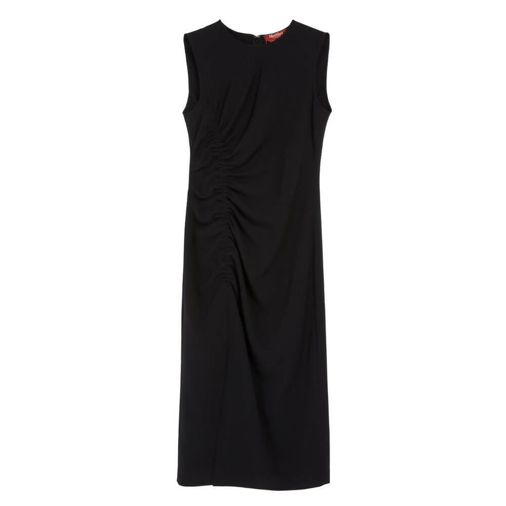 Max Mara Studio, Black Asymmetric Front Slit Midi Dress