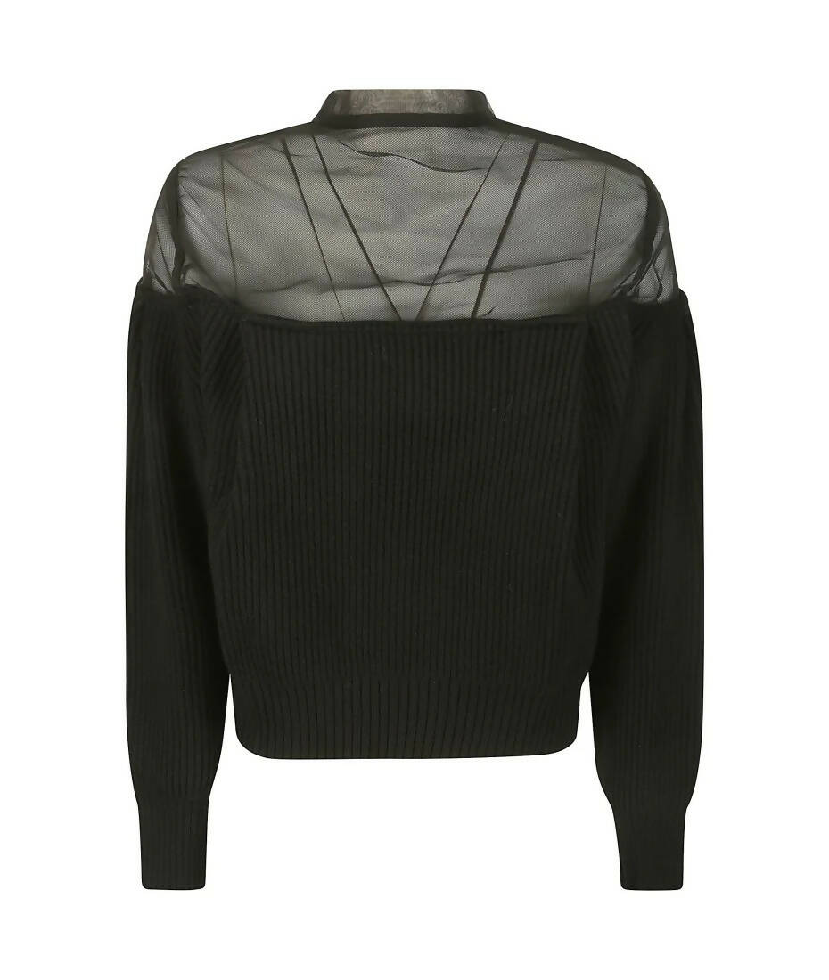 Sacai, Semi-Sheer Lace Wool Blouse