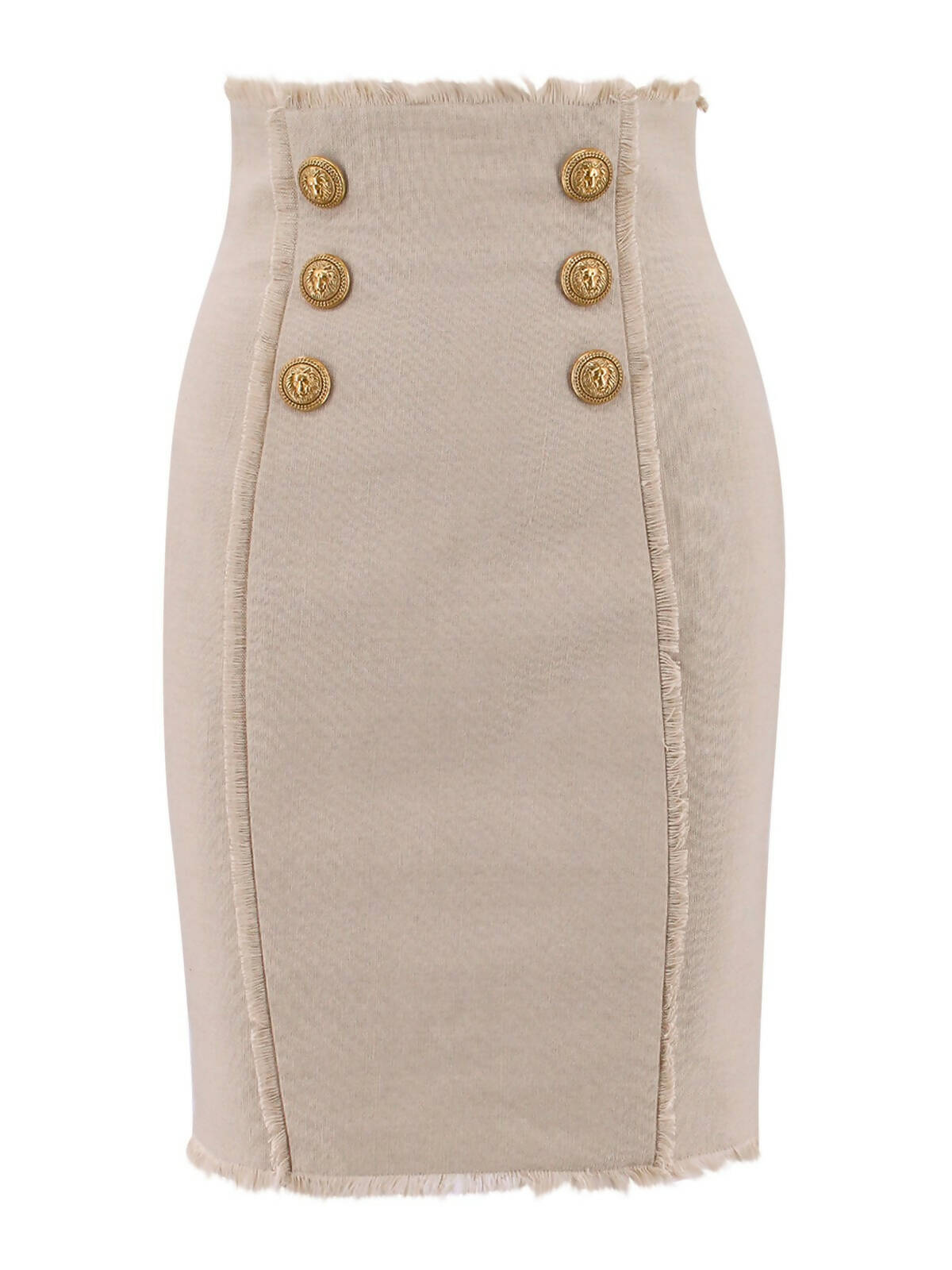 Balmain, High-Waist Button-Detailed Midi Skirt