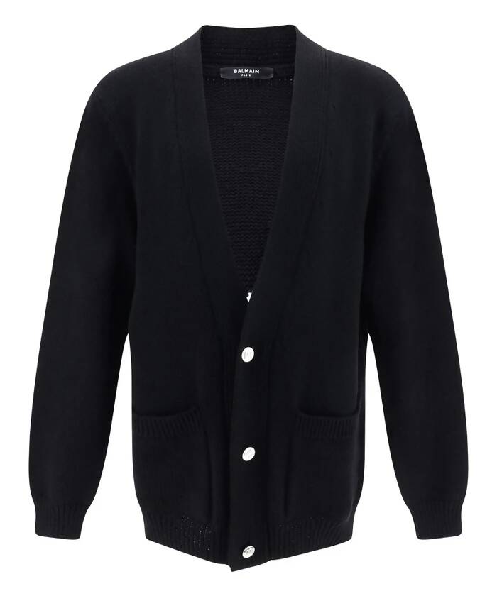 Balmain, Logo Intarsia Knitted Button-Up Cardigan